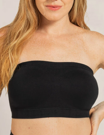 Plus Size Bandeau Bra, Wireless Comfort Shapewear Bra With Fixed Cups, Silicone Anti Slip Strips, Removable Straps Strapless Bra