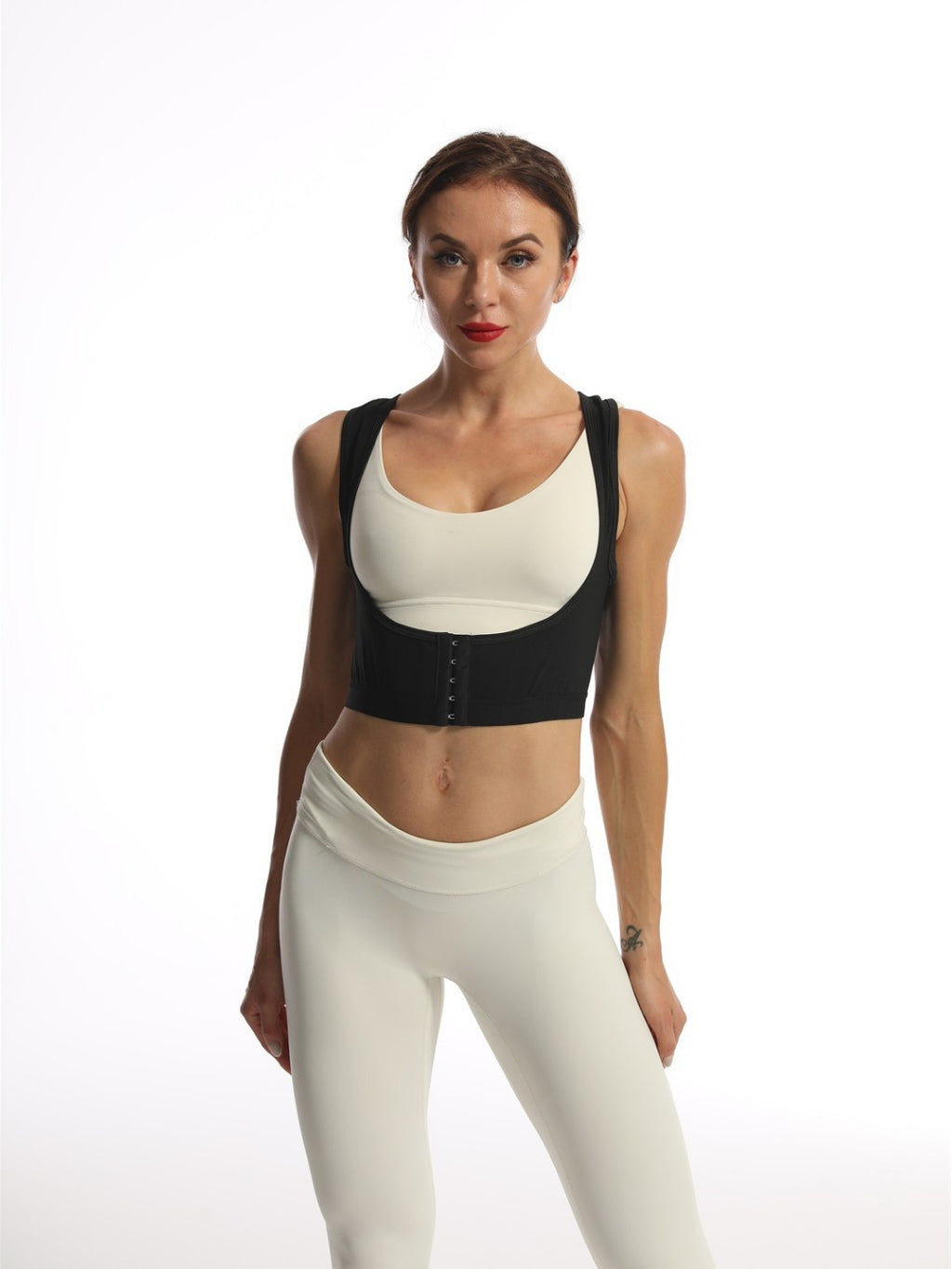 New Style Buttoned Compression Sweat-Enhancing Vest, Posture-Correcting Shapewear, Fitness Back-Enhancing Tank Top With Long Sleeves