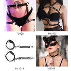 Cross-border Hot Sale Nightclub Charm Queen Fashion All-match Leather Shapewear Mask Decoration Belt Cummerbund Handcuffs Set