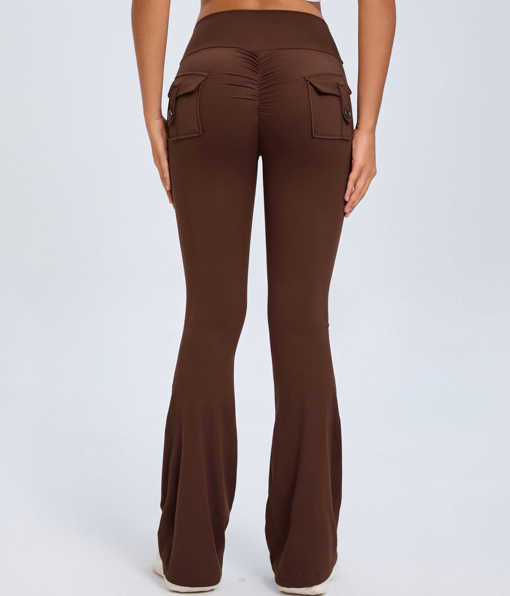 High-Waist Flared Yoga Pants with Pockets - Sculpted Studio Fit