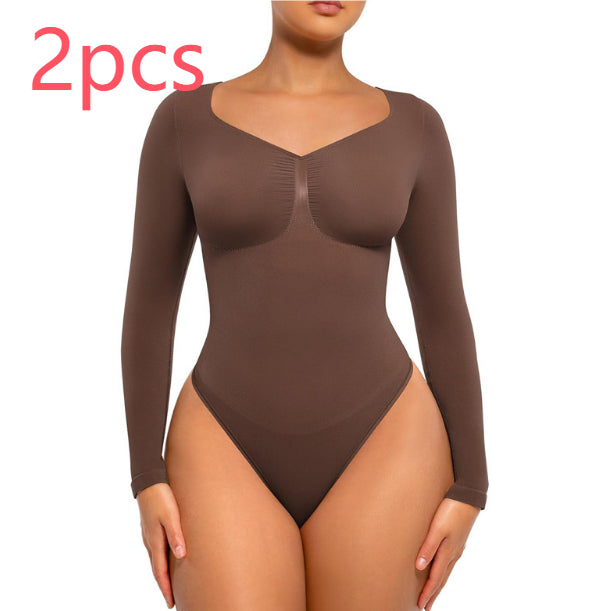 Plus Size Postpartum Hip Lifting Seamless Shapewear 2pcs