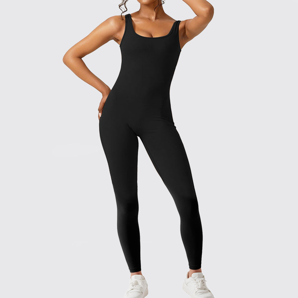 Women’s Sleeveless Flare Yoga Jumpsuit – Sculpting One-Piece Workout Pants