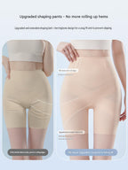 High-waist Tummy Control Pants For Women, Summer Ice Silk Thin Style, Seamless Shaping Underwear With Herringbone Design, Anti-exposure, Butt-lifting, Body-sculpting Leggings-skin
