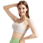 Women’s Cross Back Sports Bra, Padded Strappy Crop Top, Open Back Low Impact Yoga Bra with Removable Pads