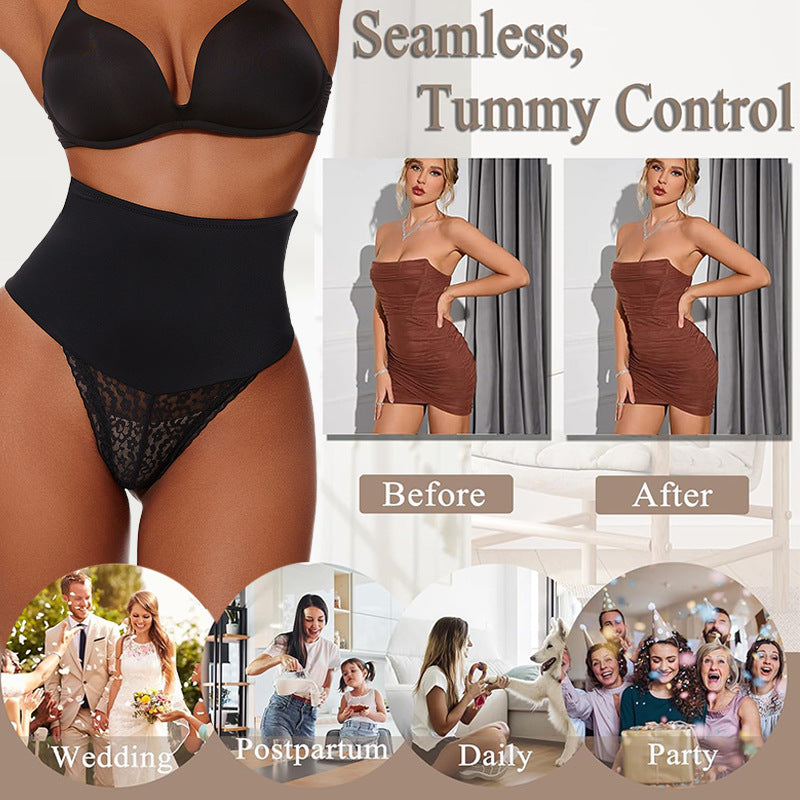 Plus-size Lace Seamless Waist-cinching Shapewear Briefs