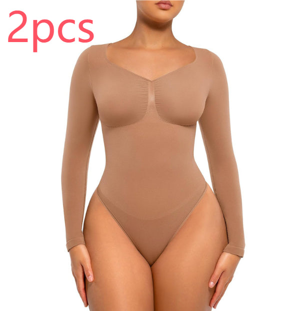 Plus Size Postpartum Hip Lifting Seamless Shapewear 2pcs