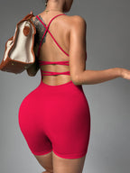 Back-cross Breathable Casual Sports Shapewear Jumpsuit