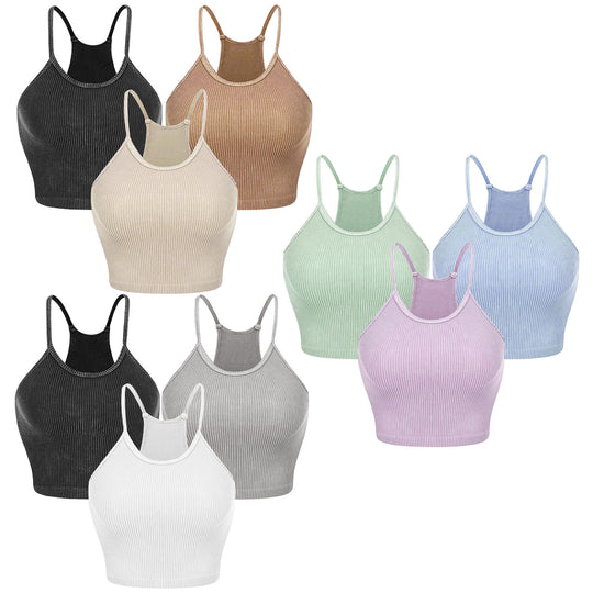 3-Pack Ribbed Crop Tank Set - Soft Layering Fit