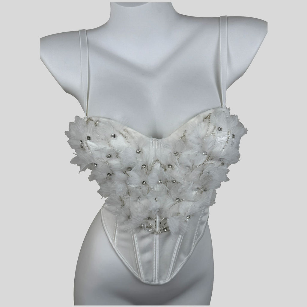 Heavy-duty Rhinestone-embellished Mesh Floral Shapewear Corset