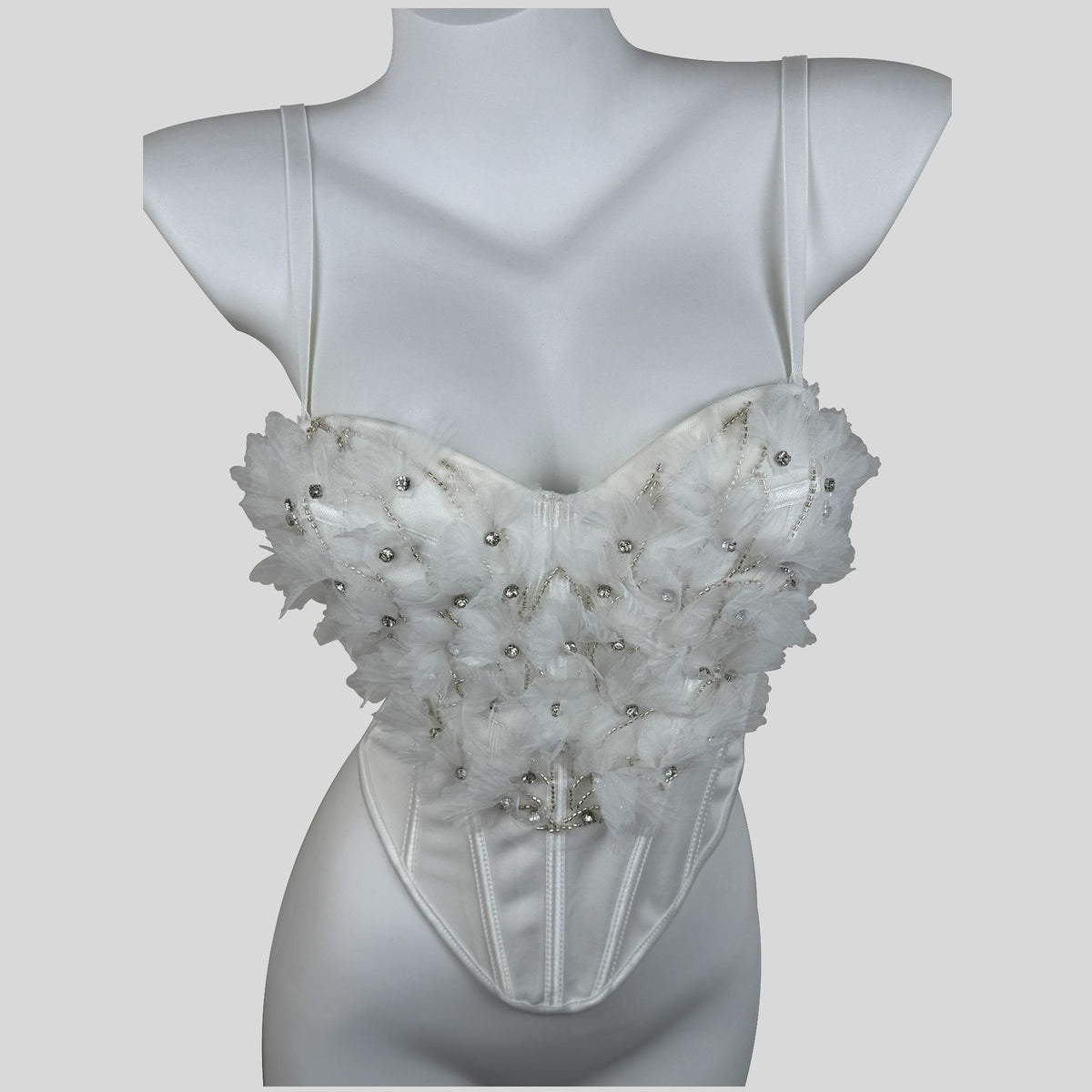 Heavy-duty Rhinestone-embellished Mesh Floral Shapewear Corset