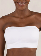 Plus Size Bandeau Bra, Wireless Comfort Shapewear Bra With Fixed Cups, Silicone Anti Slip Strips, Removable Straps Strapless Bra