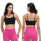Square Neck Strappy Sports Bra – Padded Crop Top for Yoga & Gym