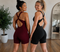 2-Pack Cross-Back Sculpt Jumpsuits – Padded V-Neck Active One-Piece Set