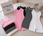 Women’s 4-Piece Sculpting Yoga Jumpsuit Set – Sleeveless One-Piece Workout Suits