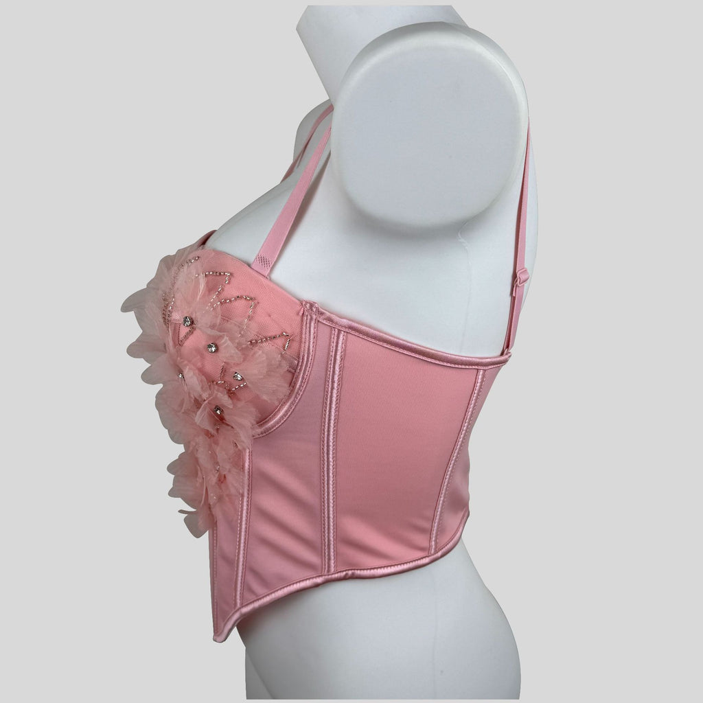 Heavy-duty Rhinestone-embellished Mesh Floral Shapewear Corset