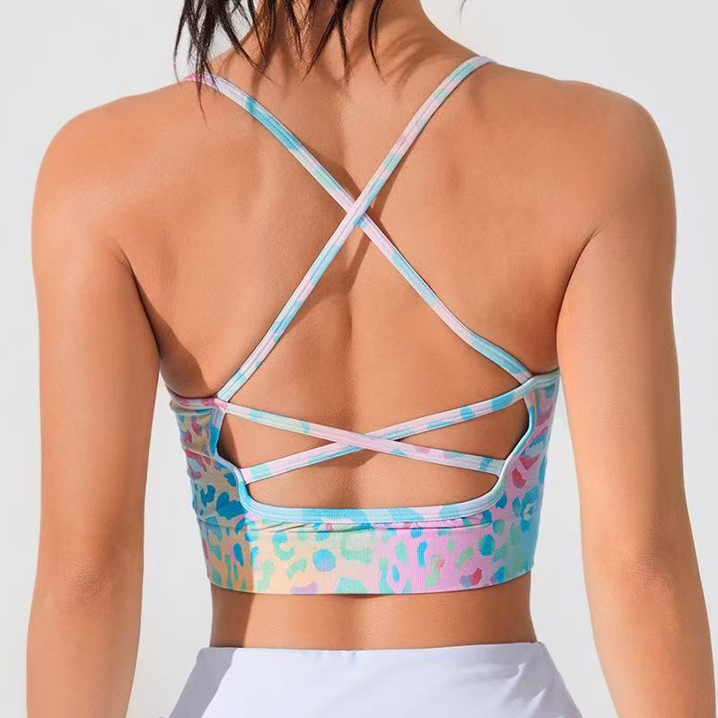 Women’s Floral Print Sports Bra with Cross Back Straps – Lightweight Summer Bralette for Daily Wear