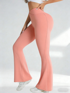 Women Crossover High Waist Flare Yoga Pants, Soft Stretch Bootcut Leggings Tummy Control Workout Gym Bell Bottom Pants