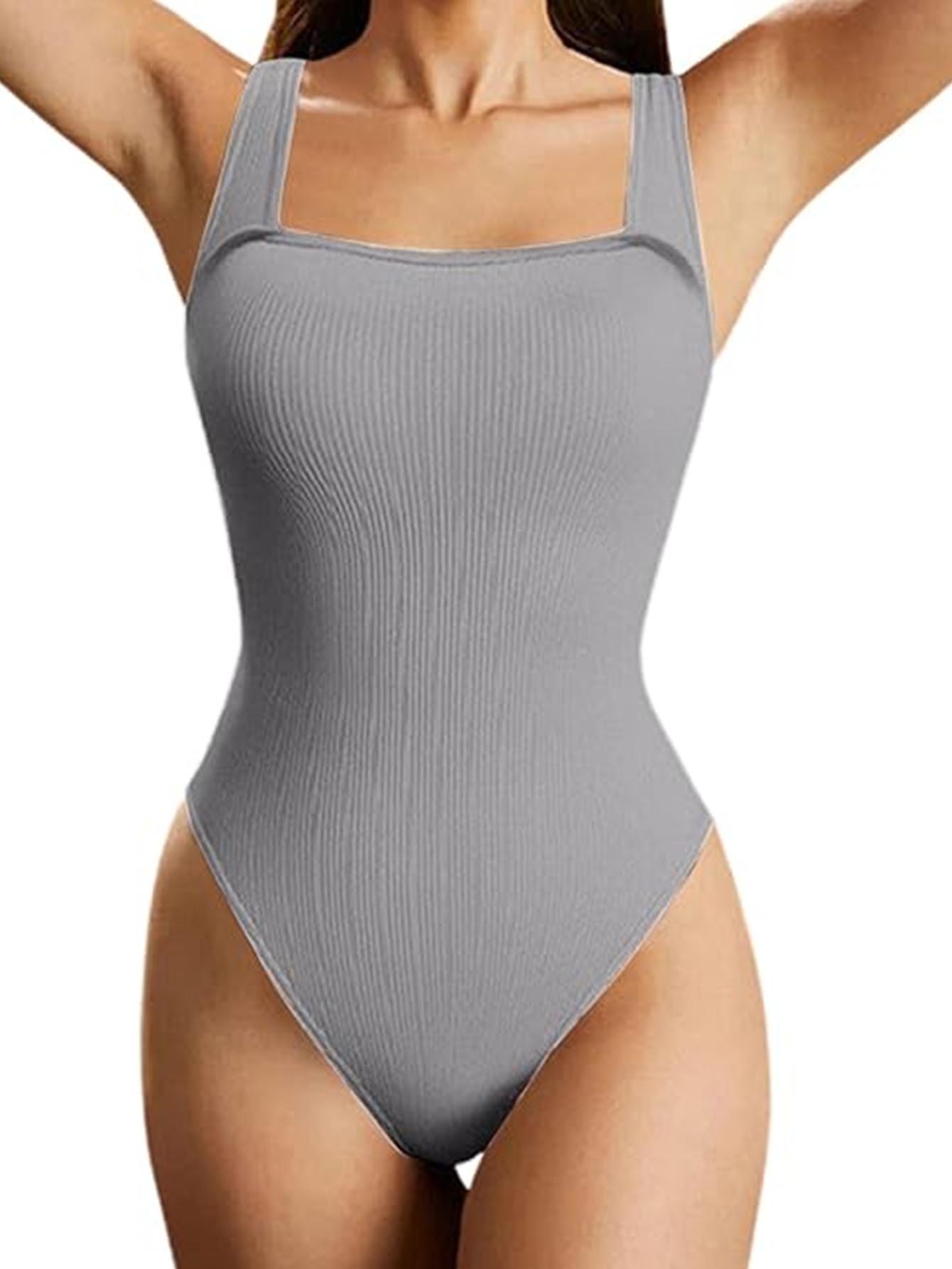 2 Pack Seamless Ribbed Romper for Women – One Piece Workout Jumpsuit, Sleeveless Tank Top Bodysuit