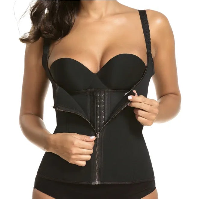 Zipper Waist Trainer Corset for Women – Tummy Control Body Shaper with Back Support