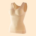 Women Seamless Double Layer Shapewear Tank Top Long Length Tummy Control Waist Shaper Athletic Camisole Cotton Built-in Bra Pads Undershirt