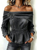 High-end Floral-decorated Waist-cinching Slimming Top