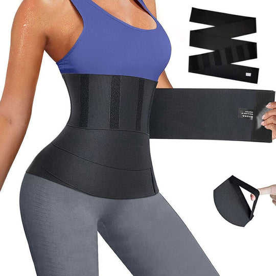 Adjustable Waist Trainer Wrap Band – Smooth Fit & Lumbar Support - front view on model