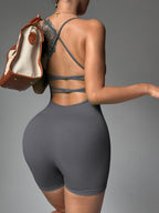 Back-cross Breathable Casual Sports Shapewear Jumpsuit