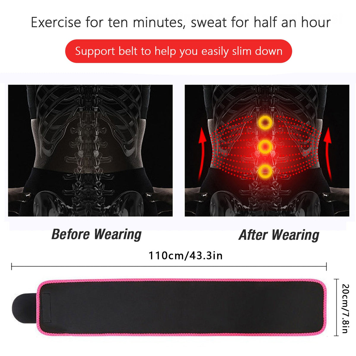 Men&Women Waist Trimmer Belt Burn Fat Sweat Body Shaper Weight Loss Girdle Gym