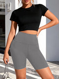 Women High Waisted Biker Shorts, Soft Stretch Tummy Control Yoga Shorts For Workout Gym Athletic