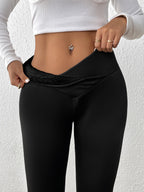 Popular Cross-Border Yoga Pants With Fleece, Cross High-Waisted, Breathable, Butt-Lifting, Tummy Control, Sports Outdoor Leggings For Women