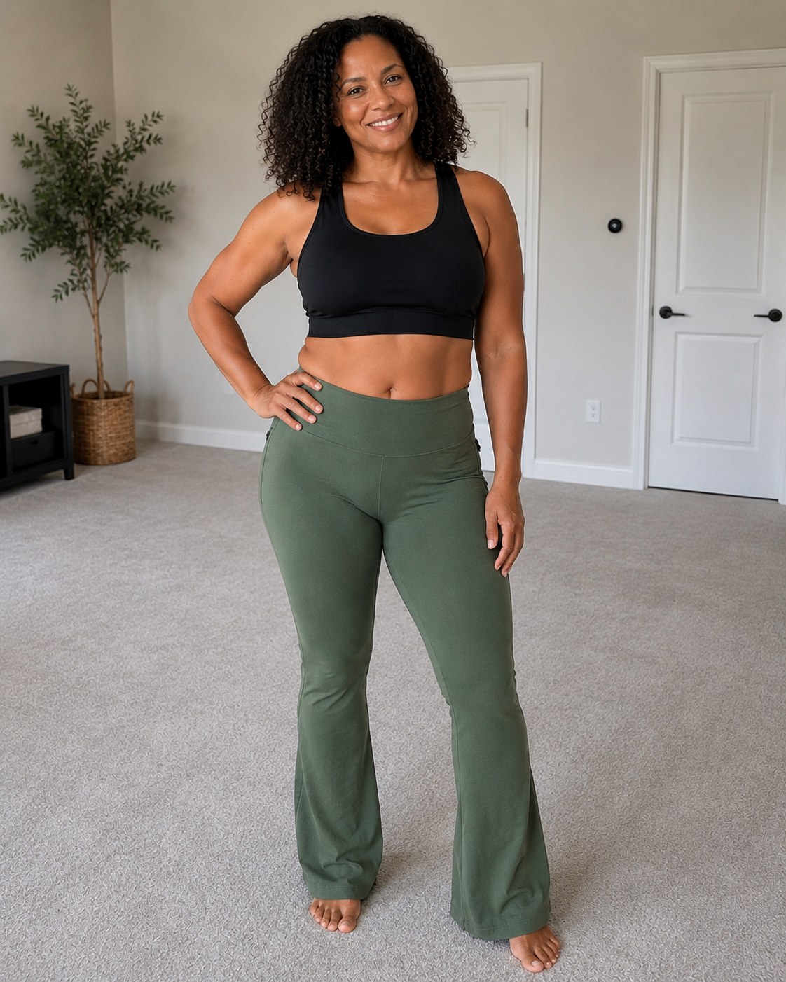 High-Waist Flared Yoga Pants with Pockets - Sculpted Studio Fit