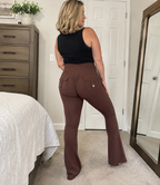 High-Waist Flared Yoga Pants with Pockets - Sculpted Studio Fit