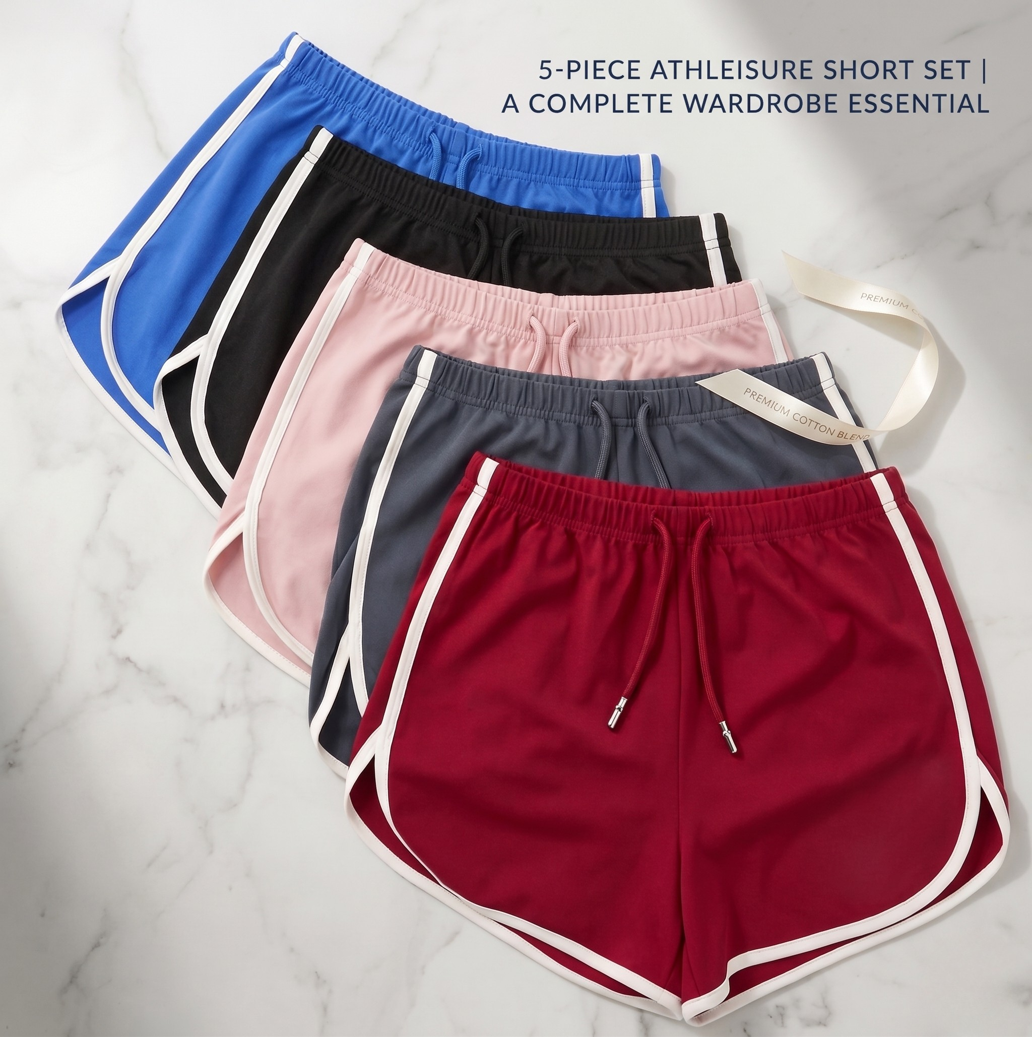 High-Waist Drawstring Lounge Shorts 5-Pack – Soft Stretch Summer Fit