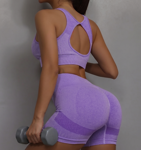 Women’s 2-Piece Workout Set – Breathable Sports Bra & High-Waisted Sculpting Shorts