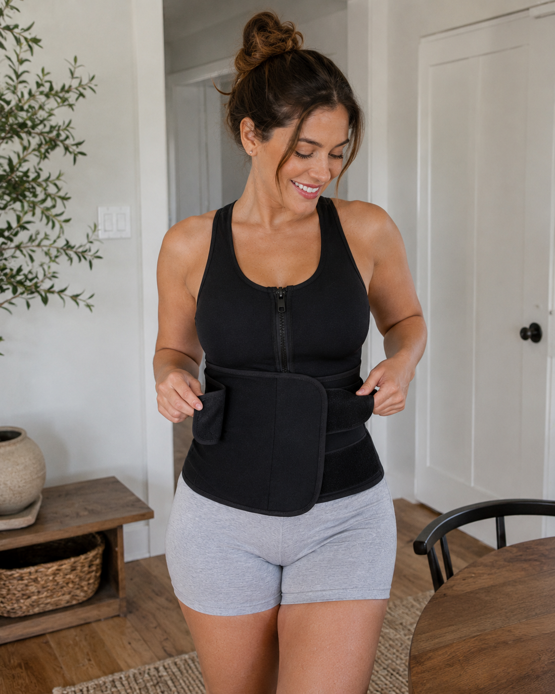 Women’s Neoprene Waist Trainer Vest – Zipper Body Shaper for Tummy Control & Sweat Slimming